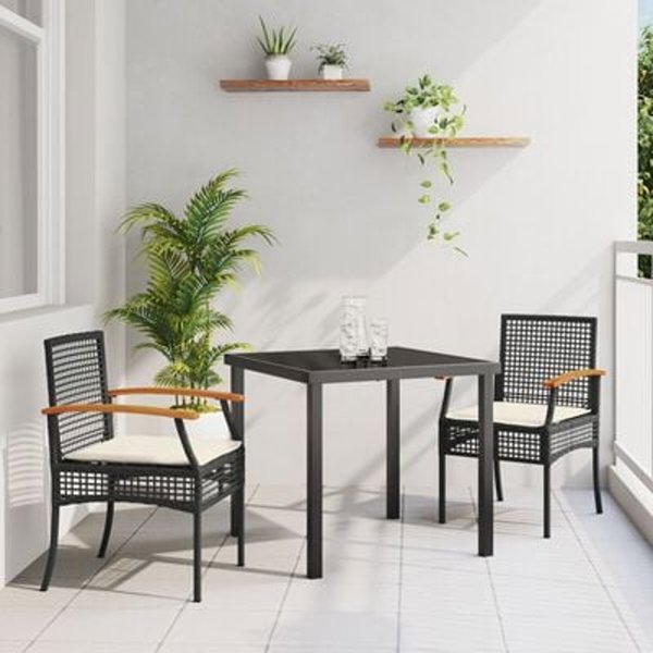 vidaXL Σετ Τραπεζαρίας Κήπου 5 Τεμαχίων, Μαύρο Πολυρατάν με Μαξιλάρια