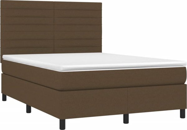 vidaXL Κρεβάτι Continental με στρώμα, καφέ, 140x190 cm, ύφασμα