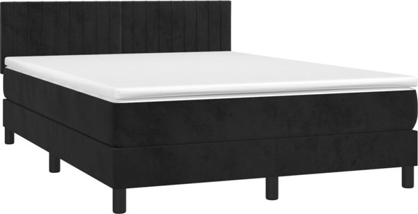 vidaXL Κοντινενταλ κρεβάτι με στρώμα 140x190 cm, μαύρο βελούδο