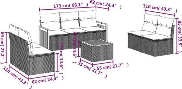 vidaXL Σετ επίπλων κήπου 8 τμχ με μαξιλάρια, μπεζ, πολυρατάν