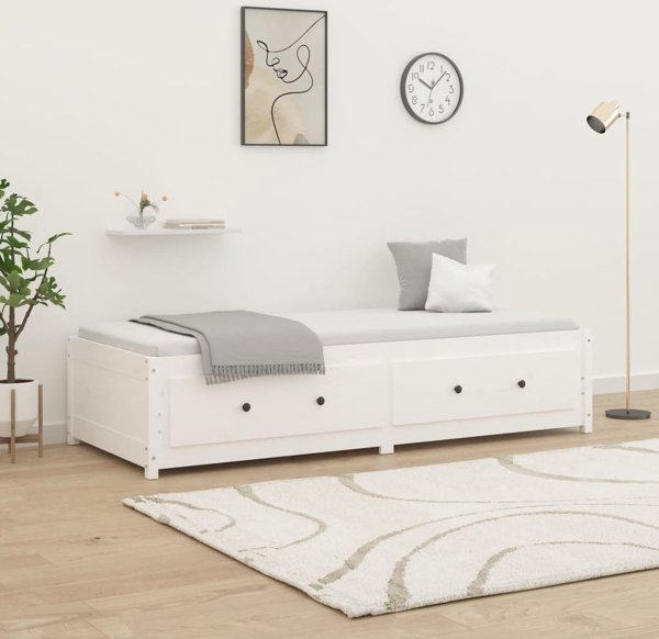 vidaXL Ημερήσιο κρεβάτι, λευκό, 90x190 cm, μονό, μασίφ πεύκο