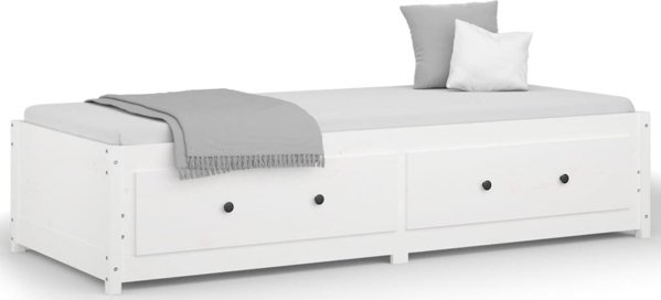vidaXL Ημερήσιο κρεβάτι, λευκό, 90x190 cm, μονό, μασίφ πεύκο