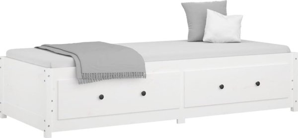 vidaXL Ημερήσιο κρεβάτι, λευκό, 90x190 cm, μονό, μασίφ πεύκο
