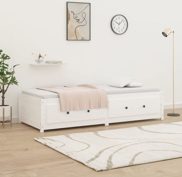 vidaXL Ημερήσιο κρεβάτι, λευκό, 90x190 cm, μονό, μασίφ πεύκο