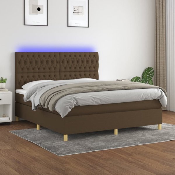 vidaXL Κρεβάτι κοντινεντάλ με στρώμα, καφέ, 180x200 εκ., ύφασμα
