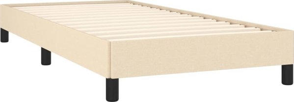 vidaXL Λοξό κρεβάτι με στρώμα, κρεμ, ύφασμα, 90x190 εκ