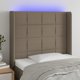 vidaXL Zaglowek do lozka z LED, taupe, 103x16x118/128 cm, tkanina