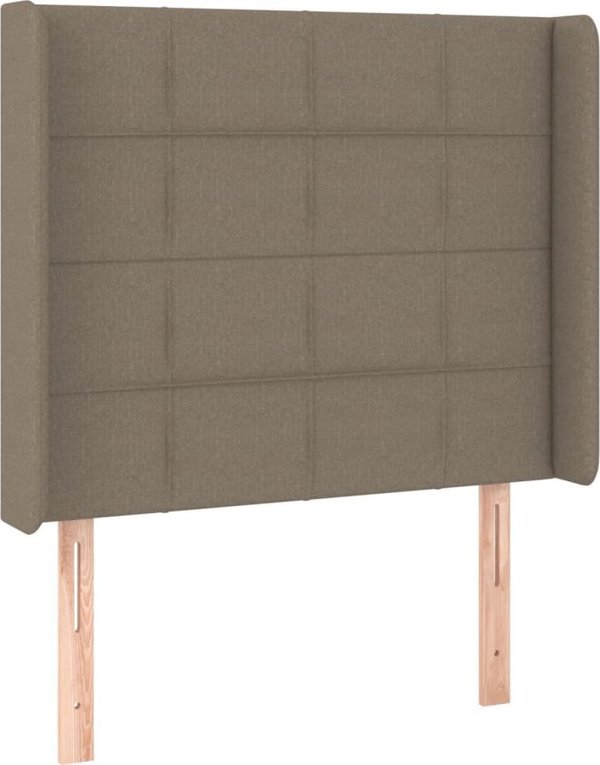vidaXL Zaglowek do lozka z LED, taupe, 103x16x118/128 cm, tkanina