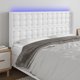 vidaXL Κεφαλάρι κρεβατιού με LED, λευκό, 163x16x118/128 cm, συνθετικό δέρμα