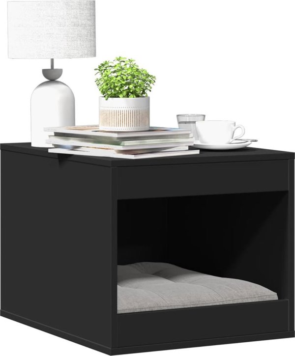 vidaXL Ντουλάπι για λεκάνη γάτας, μαύρο, 47x59x42 εκ., ξύλινο υλικό