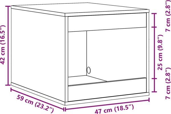 vidaXL Ντουλάπι για λεκάνη γάτας, μαύρο, 47x59x42 εκ., ξύλινο υλικό