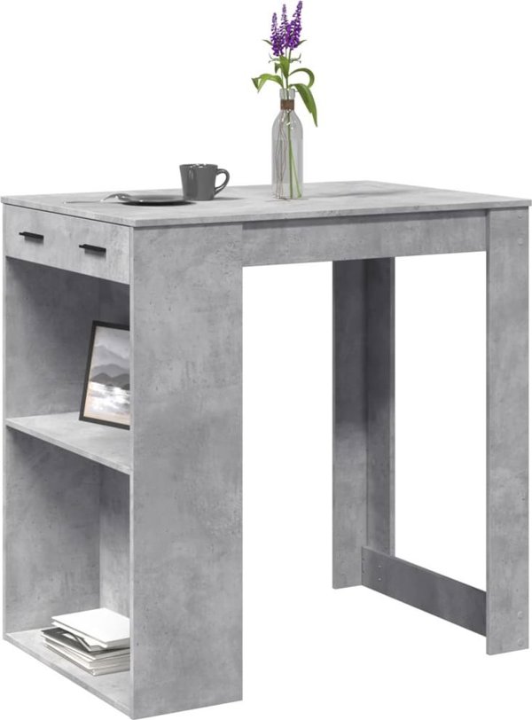 vidaXL Stolik barowy szarosc betonu 102x70x103,5 cm