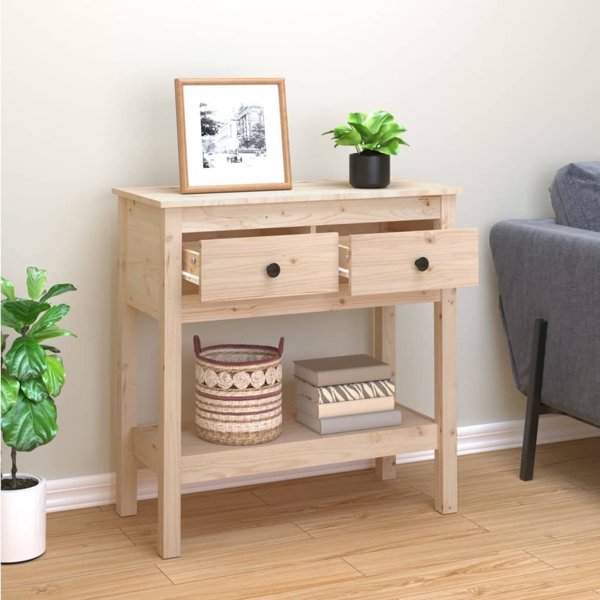 vidaXL vidaXL Stolik konsolowy, 75x35x75 cm, lite drewno sosnowe