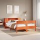 vidaXL Κρεβάτι με ράφι 135x190 cm χωρίς στρώμα από ξύλο πεύκου