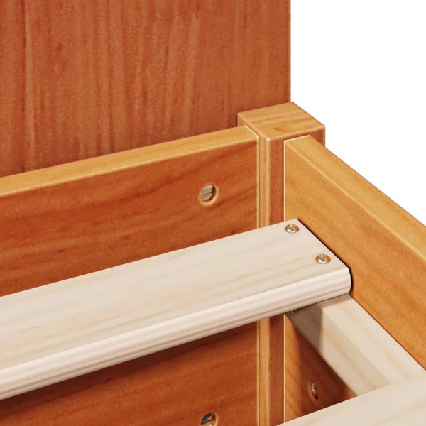 vidaXL Κρεβάτι με ράφι 135x190 cm χωρίς στρώμα από ξύλο πεύκου