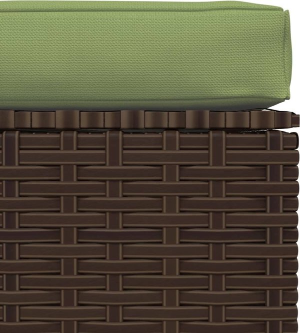 vidaXL Υποπόδιο κήπου με μαξιλάρι, καφέ, 70x70x30 εκ, πολυρατάν