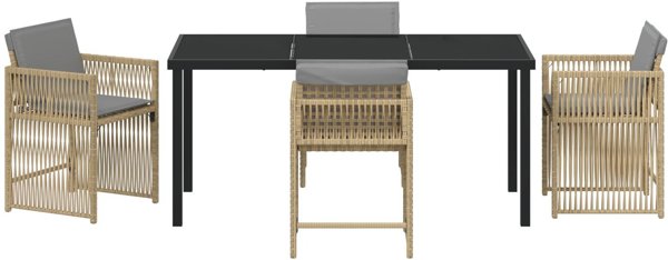 vidaXL Σετ Τραπεζαρίας Κήπου 5 Τεμαχίων με Μαξιλάρια Μπεζ Πολυρατάν