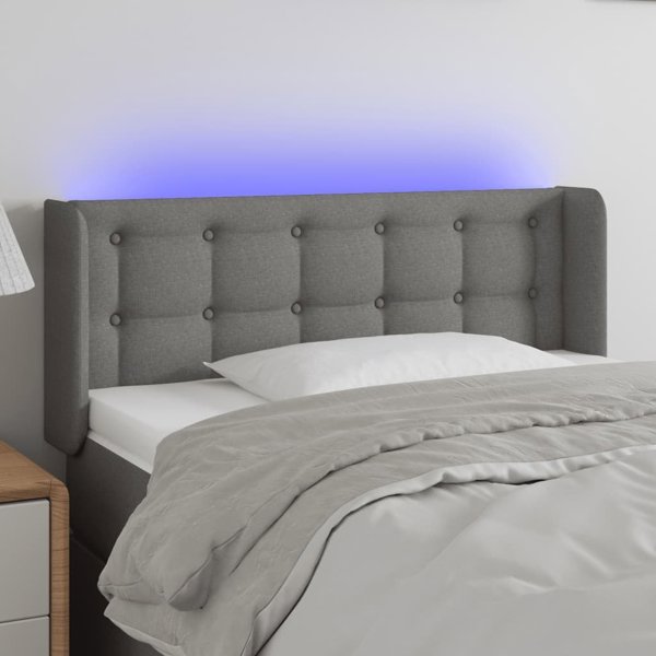 vidaXL Κεφαλάρι κρεβατιού με LED, σκούρο γκρι, 93x16x78/88 cm, ύφασμα