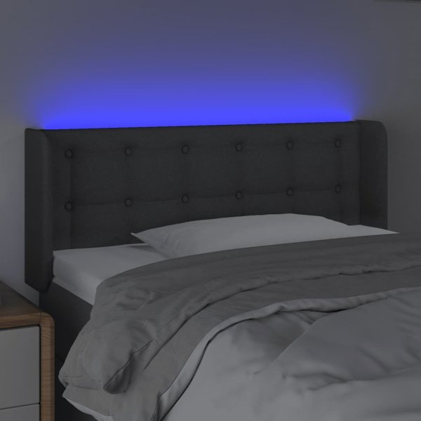 vidaXL Κεφαλάρι κρεβατιού με LED, σκούρο γκρι, 93x16x78/88 cm, ύφασμα
