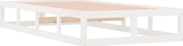 vidaXL Rama κρεβατιού, λευκή, 75x190 εκ, μονό, μασίφ ξύλο