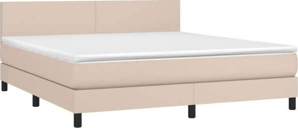 vidaXL Lozko kontynentalne, materac i LED cappuccino 160x200 cm