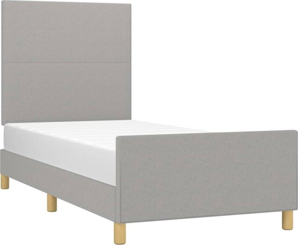 vidaXL Rama κρεβατιού με κεφαλάρι, γκρι, 80x200 εκ., υφασμάτινη επένδυση