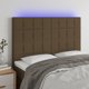 vidaXL Κεφαλάρι κρεβατιού με LED, σκούρο καφέ, 144x5x118/128 cm, ύφασμα