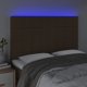 vidaXL Κεφαλάρι κρεβατιού με LED, σκούρο καφέ, 144x5x118/128 cm, ύφασμα