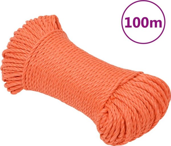 vidaXL Πορτοκαλί σκοινί εργασίας, 6 mm, 100 m, πολυπροπυλένιο
