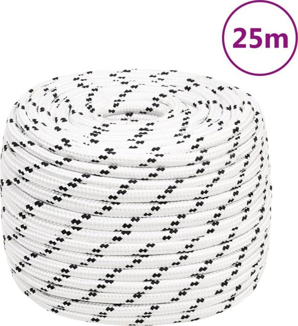 vidaXL Πλεγμένο ναυτικό σχοινί, λευκό, 12 mm x 25 m, πολυεστέρας