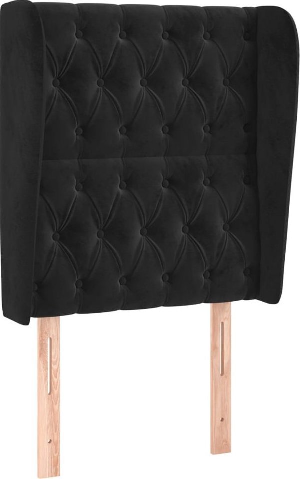 vidaXL Μαξιλαροθήκη uszak, μαύρο, 83x23x118/128 cm, από βελούδο