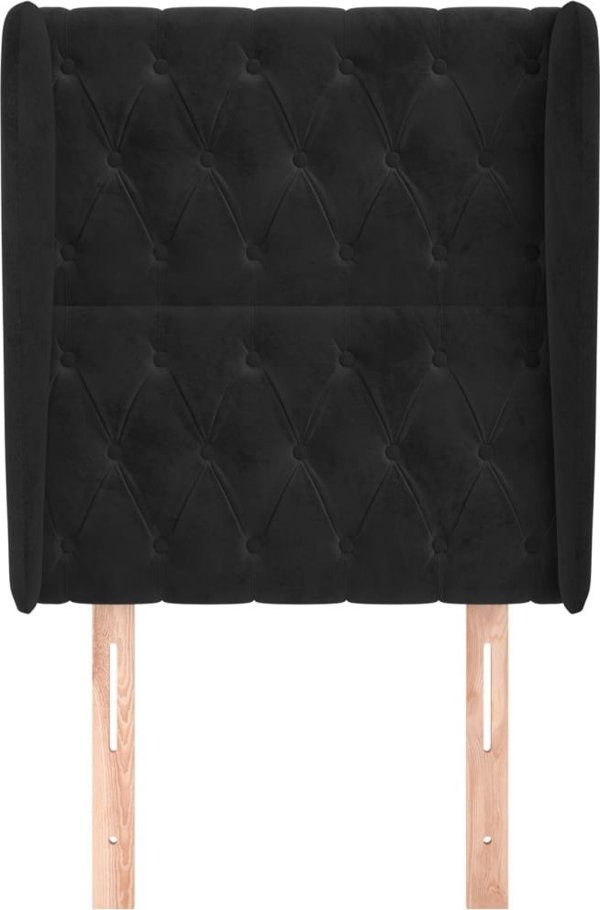 vidaXL Μαξιλαροθήκη uszak, μαύρο, 83x23x118/128 cm, από βελούδο