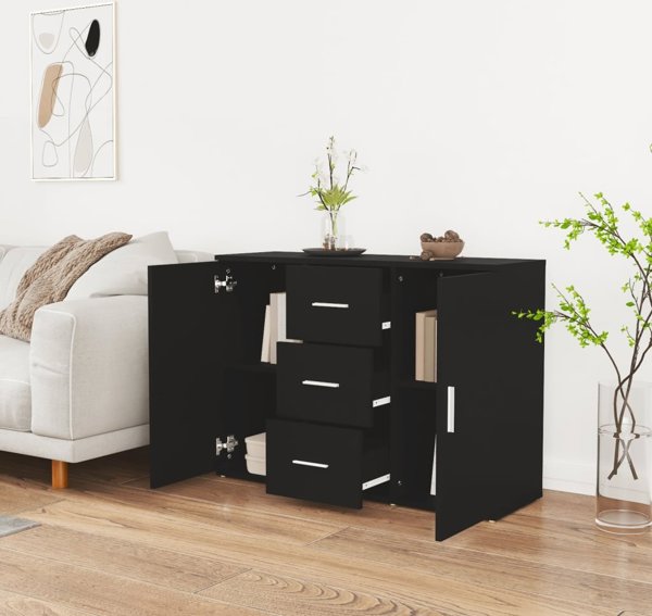 vidaXL Ντουλάπι, μαύρο, 91x29,5x65 εκ, από ξύλινο σύνθετο υλικό