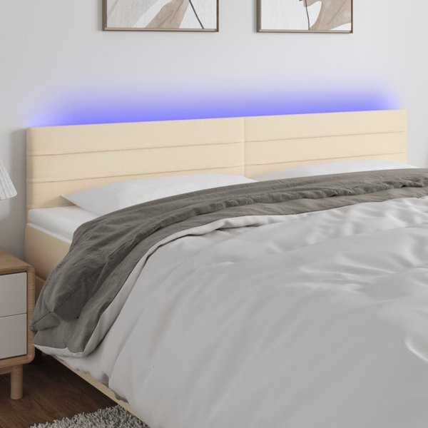 vidaXL Κεφαλάρι κρεβατιού με φωτισμό LED, εκρού, 160x5x78/88 εκ, ύφασμα