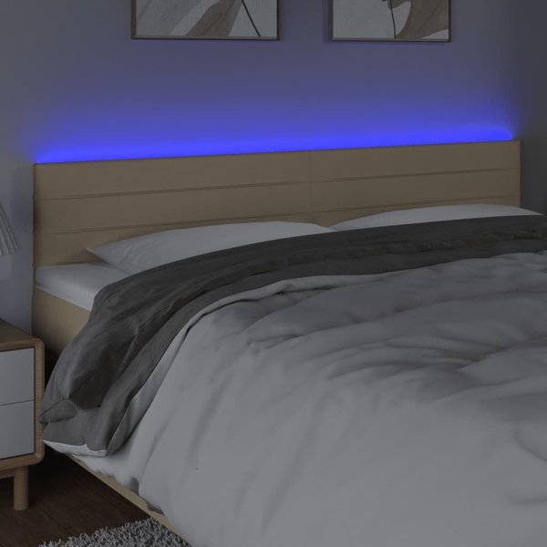 vidaXL Κεφαλάρι κρεβατιού με φωτισμό LED, εκρού, 160x5x78/88 εκ, ύφασμα