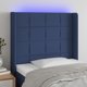 vidaXL Κεφαλάρι κρεβατιού με LED, μπλε, 93x16x118/128 εκ., ύφασμα