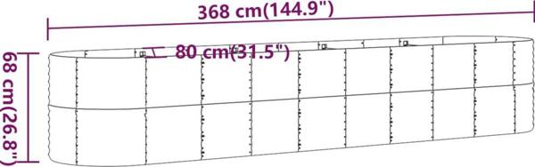 vidaXL vidaXL Donica ogrodowa, malowana proszkowo stal, 368x80x68 cm, zielona