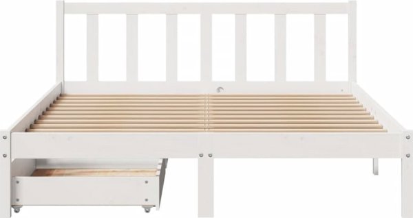 vidaXL Rama lozka bez materaca biala 135x190 cm lite drewno sosnowe
