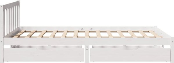 vidaXL Rama lozka bez materaca biala 135x190 cm lite drewno sosnowe