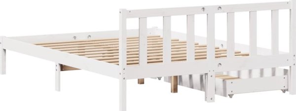 vidaXL Rama lozka bez materaca biala 135x190 cm lite drewno sosnowe
