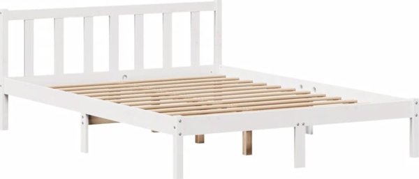 vidaXL Rama lozka bez materaca biala 135x190 cm lite drewno sosnowe