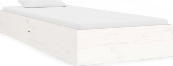 vidaXL Πλαίσιο κρεβατιού, λευκό, από μασίφ ξύλο, 90x190 cm, μονό