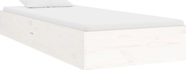 vidaXL Πλαίσιο κρεβατιού, λευκό, από μασίφ ξύλο, 90x190 cm, μονό