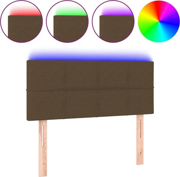 vidaXL Zaglowek do lozka z LED, ciemnobrazowy, 90x5x78/88 cm, tkanina