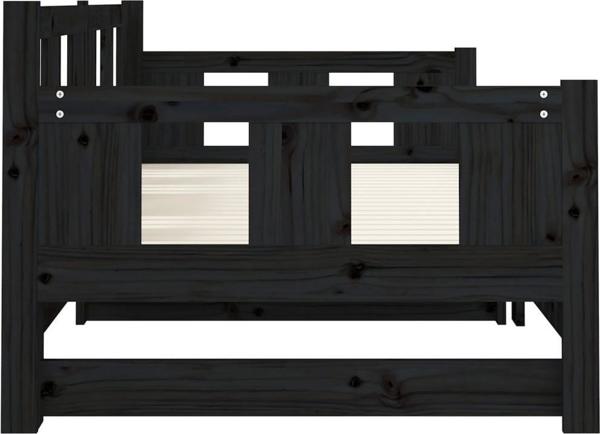vidaXL Συρόμενο κρεβάτι, μαύρο, μασίφ πεύκο, 2x(90x190) cm