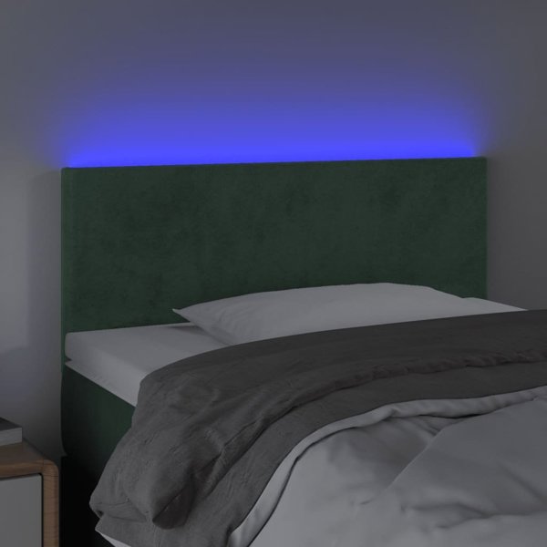 vidaXL Επένδυση κεφαλιού κρεβατιού με LED, σκούρο πράσινο, 90x5x78/88 cm, βελούδο