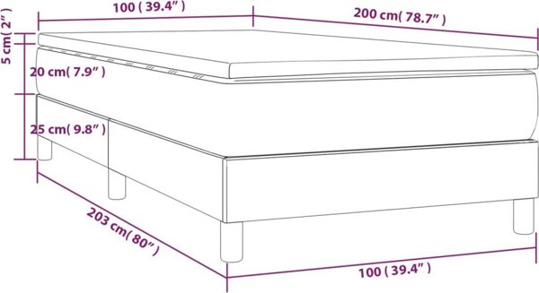 vidaXL Lozko kontynentalne z materacem niebieskie aksamit 100x200 cm