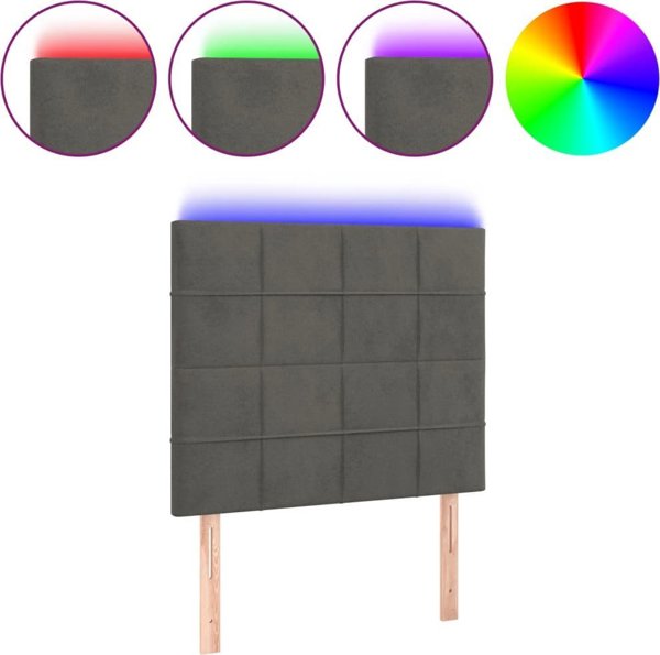 vidaXL Κεφαλάρι κρεβατιού με LED, σκούρο γκρι, 80x5x118/128 cm, βελούδο