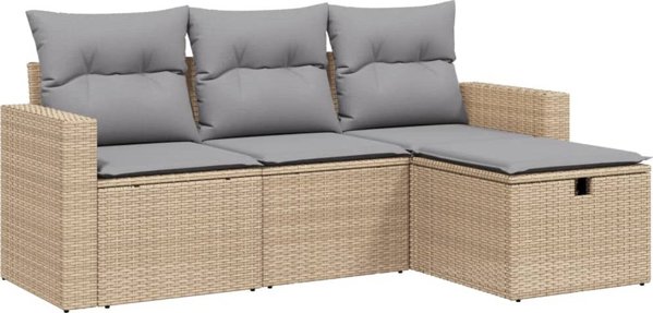 vidaXL Σετ κήπου 4 τεμαχίων με μαξιλάρια, ανάμεικτο μπεζ