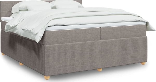 vidaXL Κρεβάτι κοντινεντάλ με στρώμα, taupe ύφασμα, 200x200 cm